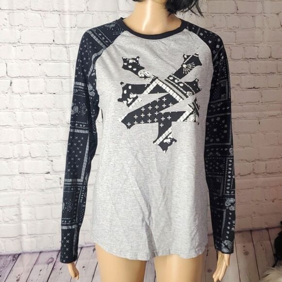 Y2K Zoo York Bandana Print Paisley Skateboard Skate Quarter Sleeve Size M - Picture 3 of 9